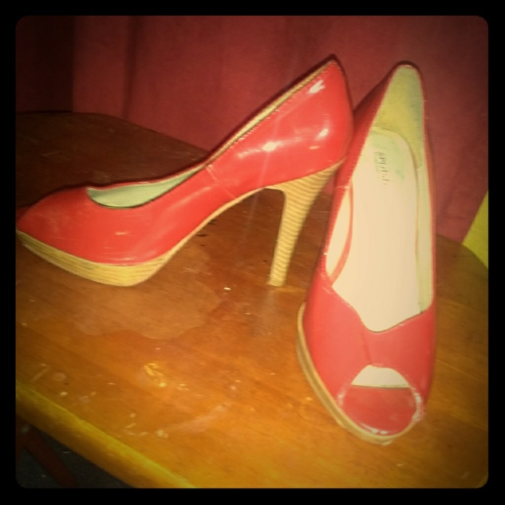 Red Peep toe Heels